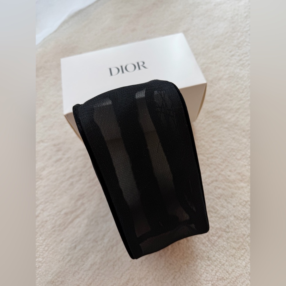 BNWT Dior Black Mesh Logo Travel Pouch Make Up Bag - Picture 3 of 5